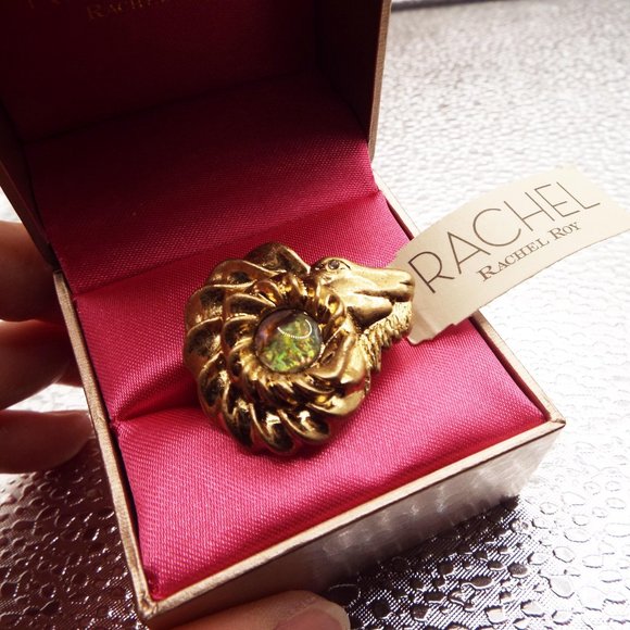 RACHEL ROY NWT AND BOX GOLDEN RAM GOAT "CAPRICORN" ZODIAC STRETCHY RING 18 - Picture 2 of 5
